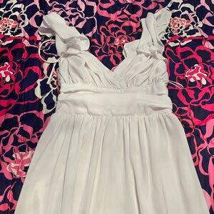 American Threads White Ruffle Mini Dress